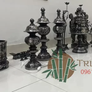 Đèn thờ khảm đồng đỏ 45 55