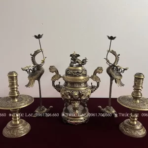 a group of bronze objects on a table