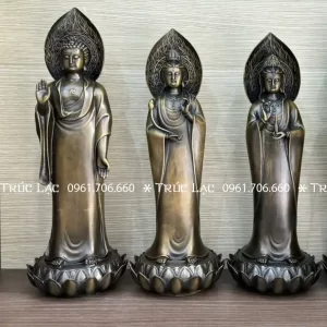 Bộ Tây Phương Tam Thánh đứng chiều cao 40cm