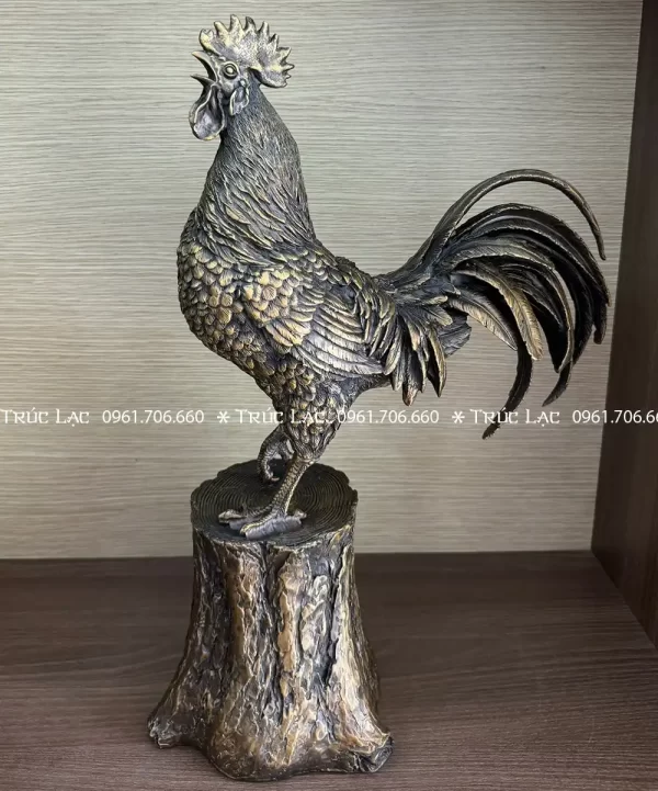 Tượng Gà trống đứng gốc cây cao 47cm