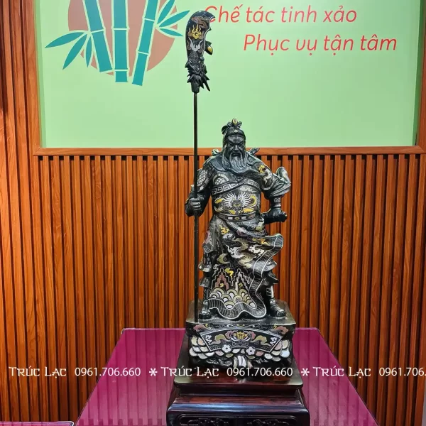 Tượng Quan Công Hộ Pháp khảm tam khí cao 50cm